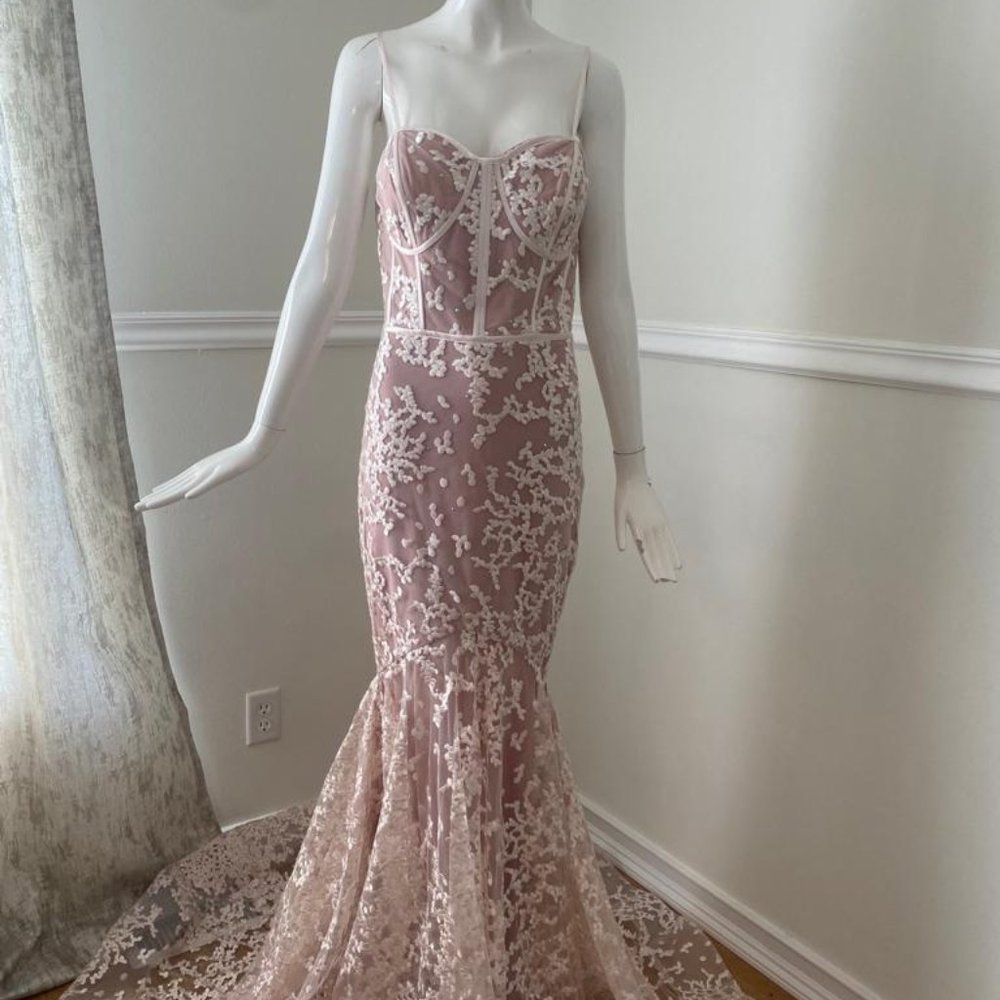 Portia and Scarlett Lace Embellished Mermaid Dress - Picture 4 of 9